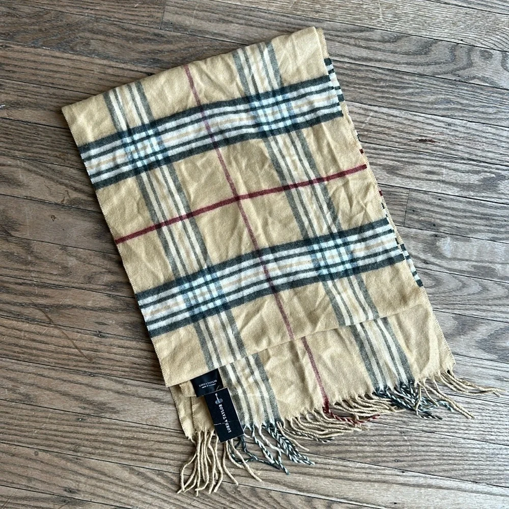 Lord & Taylor Nova Check Scarf Plaid Tartan Cashmere Feel Acrylic 70x13